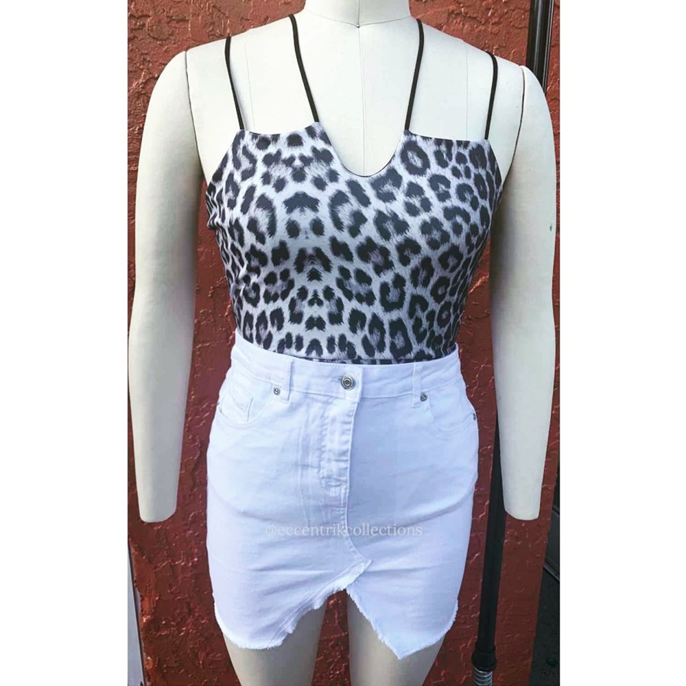 Double Strap Leopard Print Bodysuit